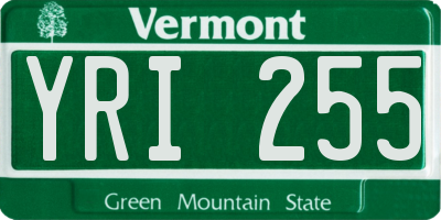 VT license plate YRI255