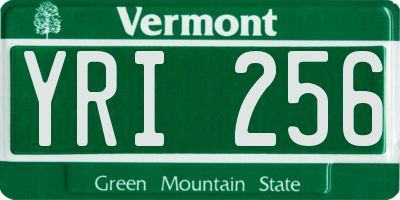 VT license plate YRI256