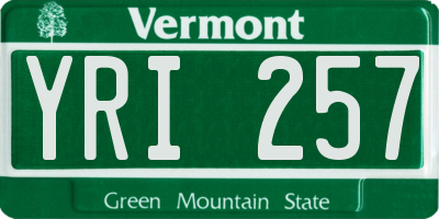VT license plate YRI257