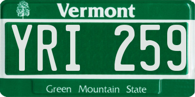 VT license plate YRI259