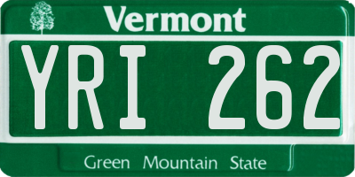 VT license plate YRI262
