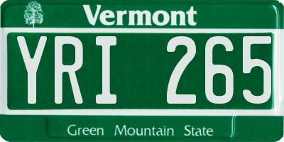VT license plate YRI265