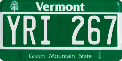 VT license plate YRI267