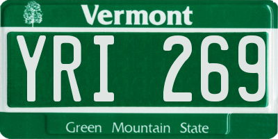 VT license plate YRI269