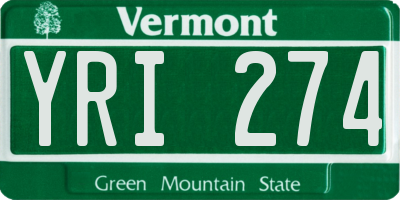 VT license plate YRI274