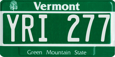 VT license plate YRI277