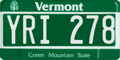 VT license plate YRI278