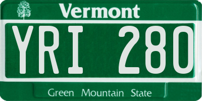 VT license plate YRI280