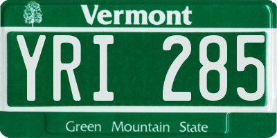 VT license plate YRI285