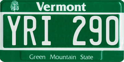 VT license plate YRI290