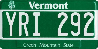 VT license plate YRI292