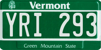 VT license plate YRI293