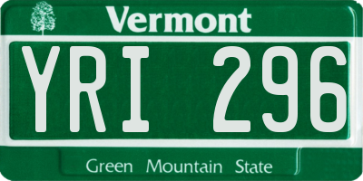 VT license plate YRI296