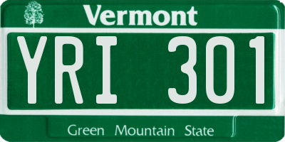 VT license plate YRI301