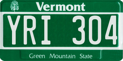 VT license plate YRI304
