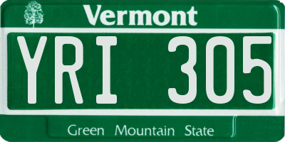 VT license plate YRI305