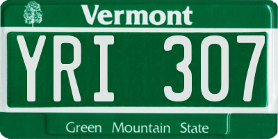 VT license plate YRI307