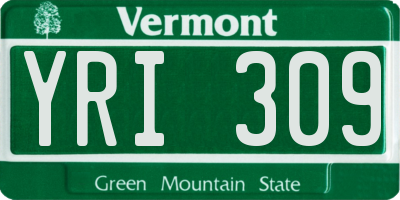 VT license plate YRI309