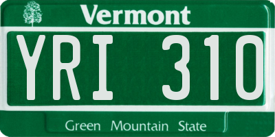 VT license plate YRI310