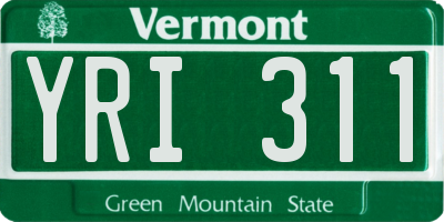 VT license plate YRI311