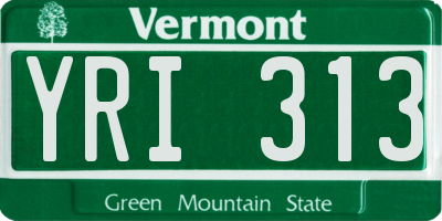 VT license plate YRI313
