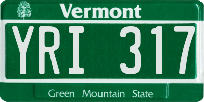VT license plate YRI317