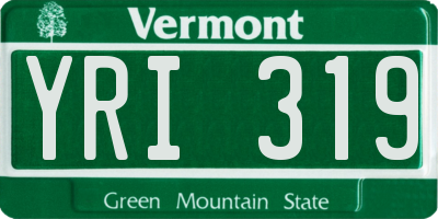 VT license plate YRI319