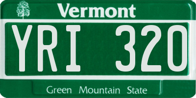 VT license plate YRI320