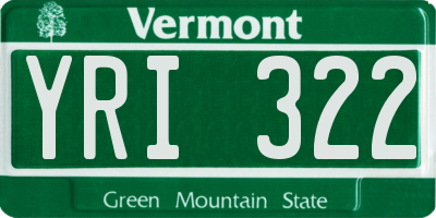 VT license plate YRI322