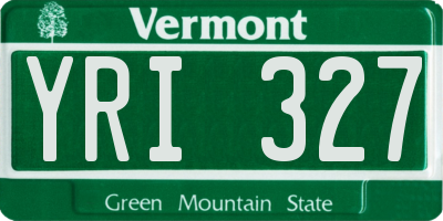 VT license plate YRI327