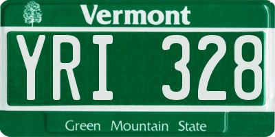 VT license plate YRI328