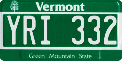 VT license plate YRI332