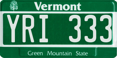 VT license plate YRI333