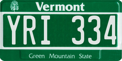 VT license plate YRI334