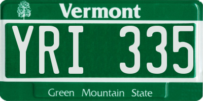 VT license plate YRI335
