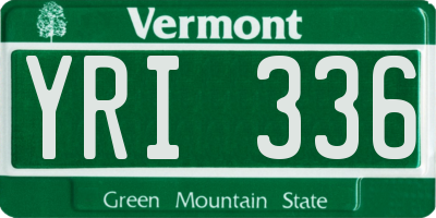 VT license plate YRI336