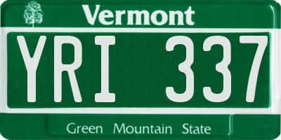 VT license plate YRI337