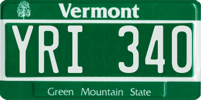 VT license plate YRI340