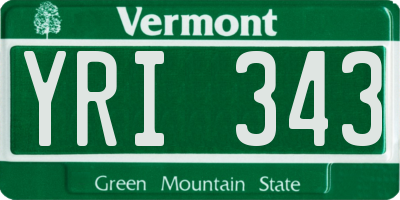 VT license plate YRI343