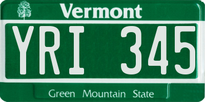 VT license plate YRI345