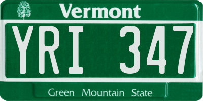 VT license plate YRI347