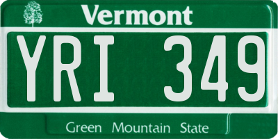 VT license plate YRI349