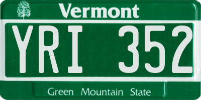 VT license plate YRI352