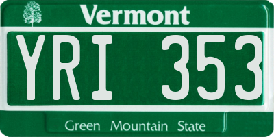 VT license plate YRI353