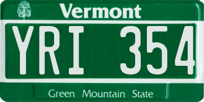 VT license plate YRI354