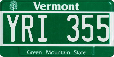 VT license plate YRI355