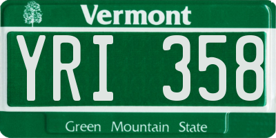 VT license plate YRI358
