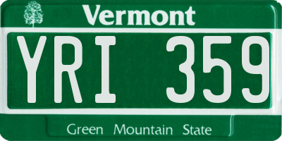 VT license plate YRI359