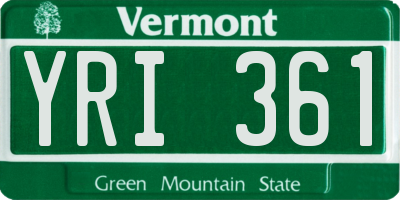 VT license plate YRI361