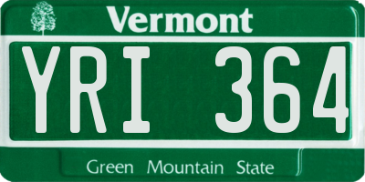 VT license plate YRI364
